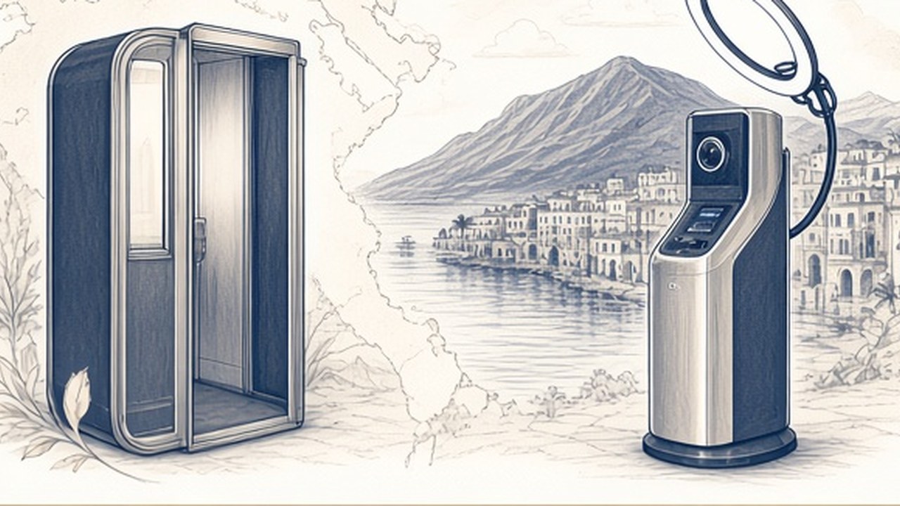 Photo Booth στην Ελλάδα: Τιμές, επιλογές και τι να προσέξετε — γραμμική εικονογράφηση