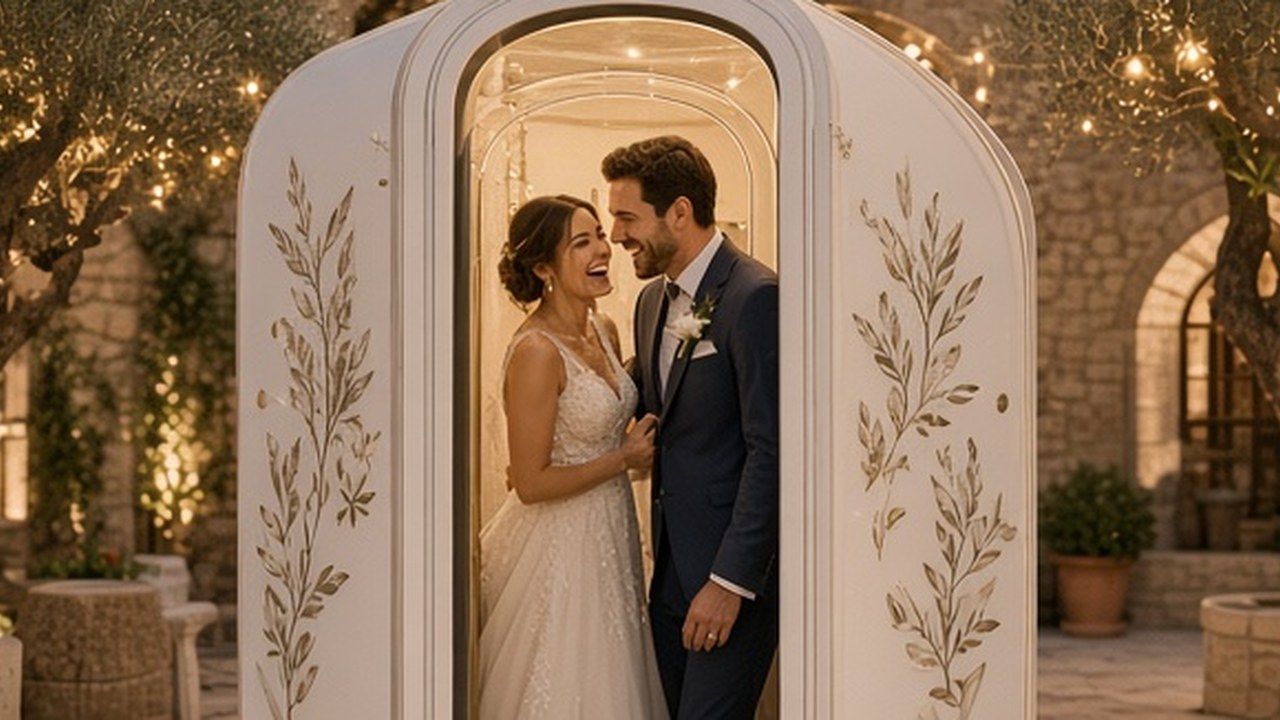 Photo Booth Λάρισα για γάμο — γραμμική εικονογράφηση