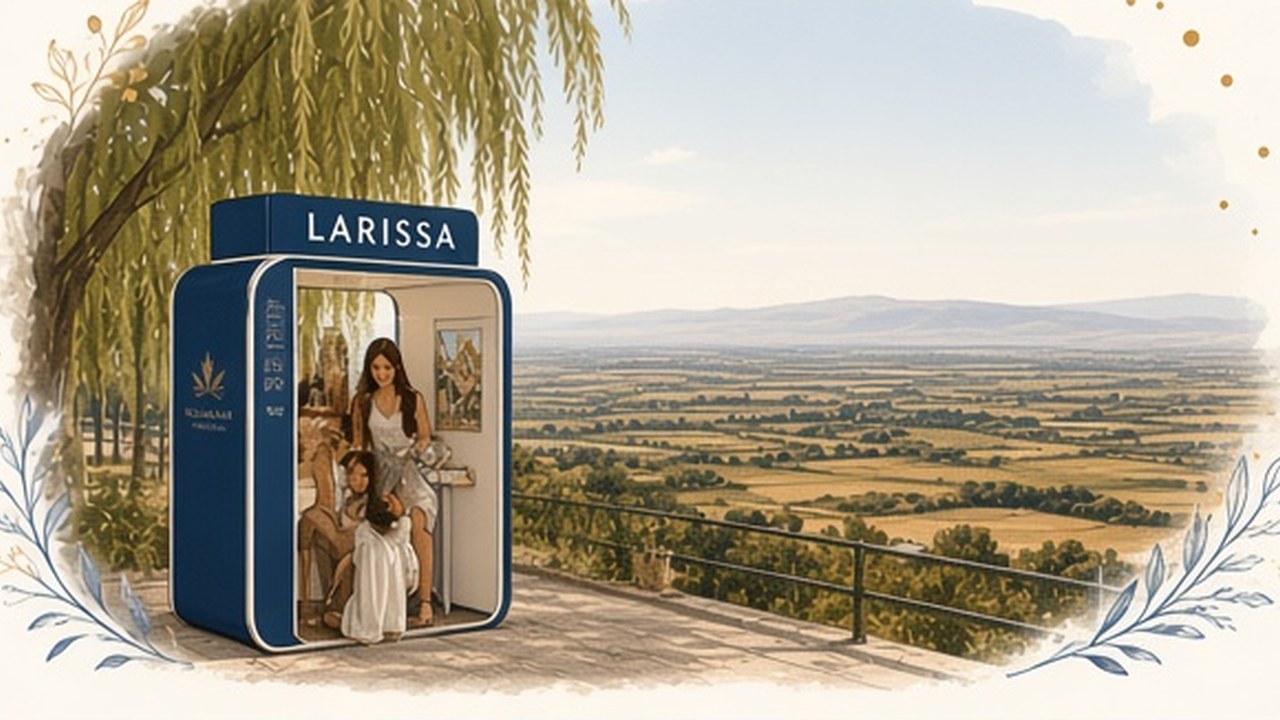 Photo Booth Λάρισα – Ενοικίαση Photo Booth — γραμμική εικονογράφηση